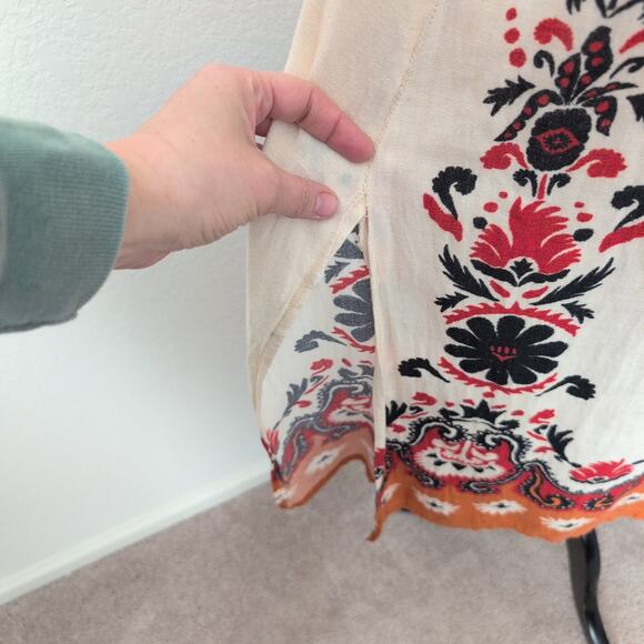 Vintage FARM RIO Dress Womens Flower Rug Midi Size G Large Tie Front Boho RARE - Picture 9 of 16